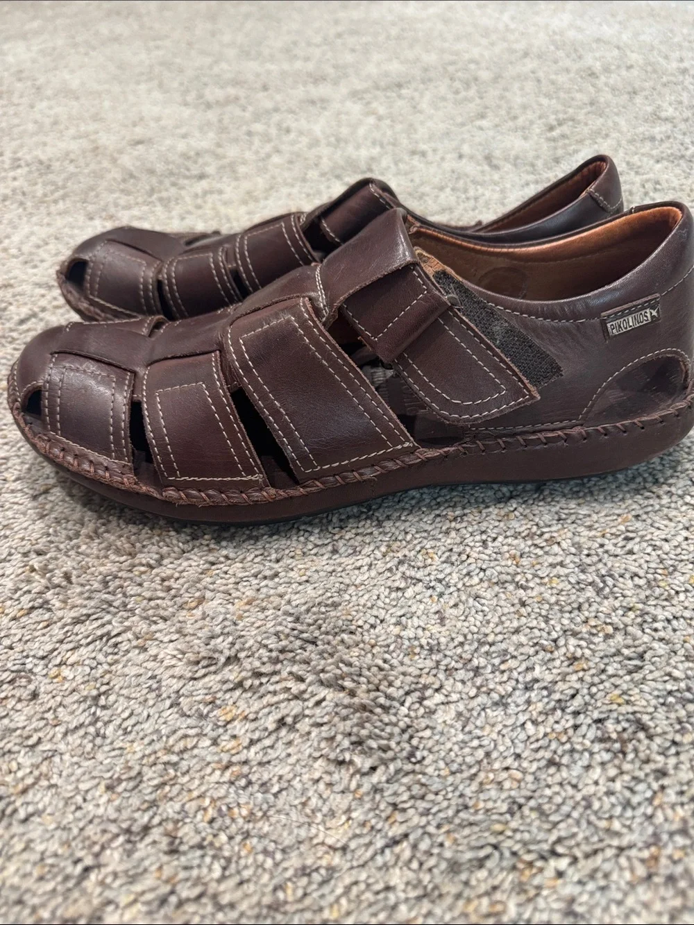 PIKOLINOS Dark Brown Leather Fisherman Sandals